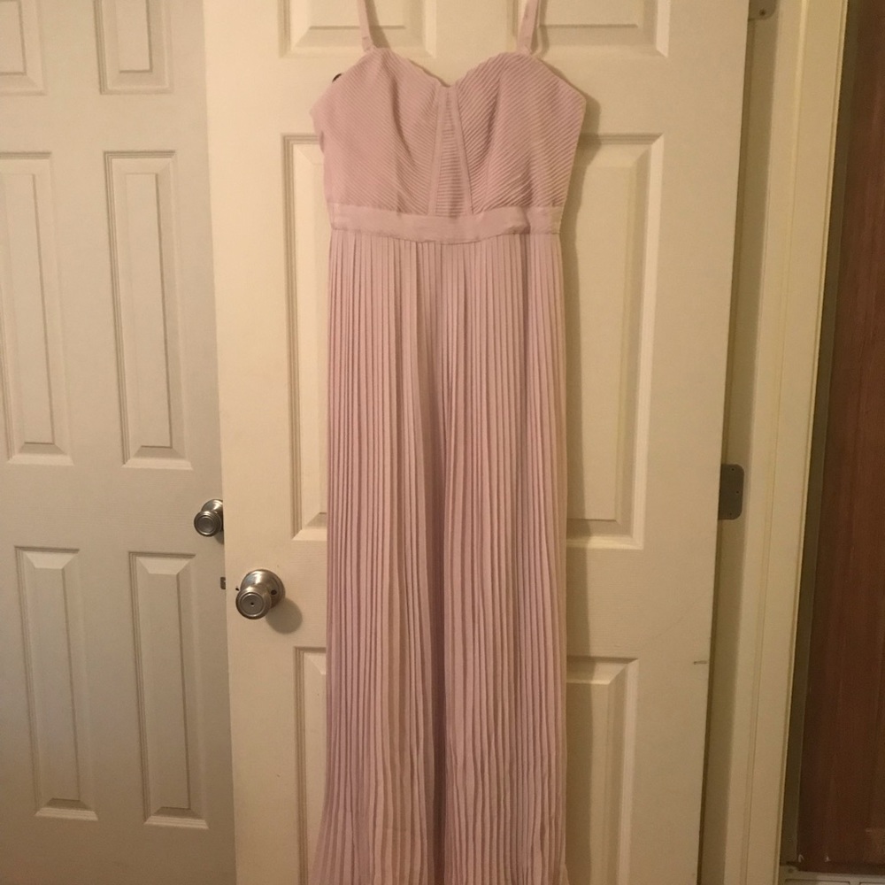 Strapless maxi blush gown